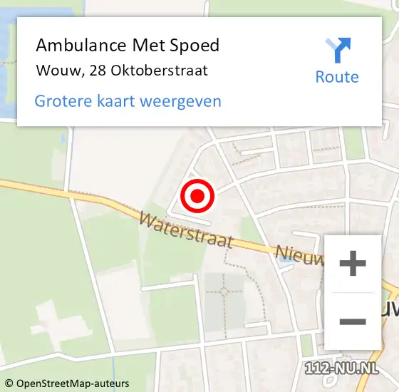 Locatie op kaart van de 112 melding: Ambulance Met Spoed Naar Wouw, 28 Oktoberstraat op 27 november 2015 19:50