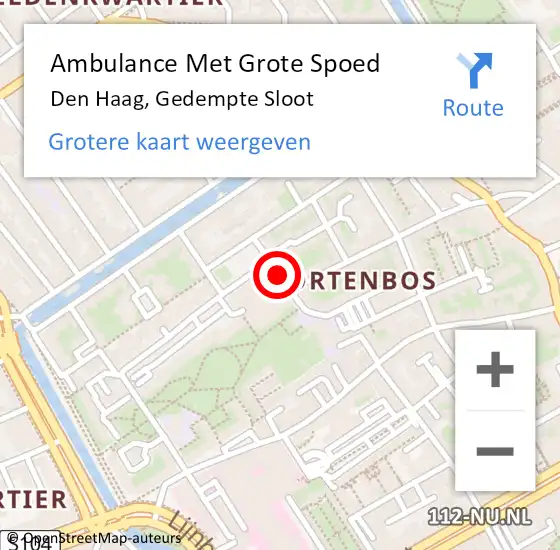 Locatie op kaart van de 112 melding: Ambulance Met Grote Spoed Naar Den Haag, Gedempte Sloot op 27 november 2015 23:17