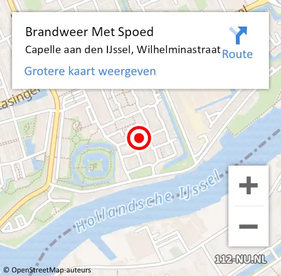 Locatie op kaart van de 112 melding: Brandweer Met Spoed Naar Capelle aan den IJssel, Wilhelminastraat op 28 november 2015 13:10