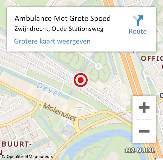 Locatie op kaart van de 112 melding: Ambulance Met Grote Spoed Naar Zwijndrecht, Oude Stationsweg op 28 november 2015 15:10
