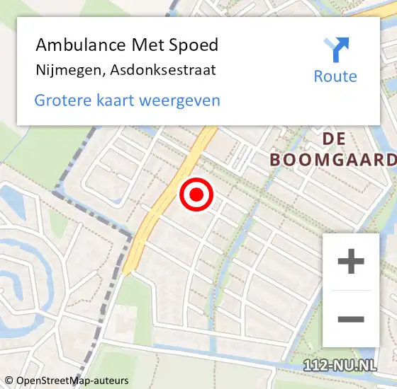 Locatie op kaart van de 112 melding: Ambulance Met Spoed Naar Nijmegen, Asdonksestraat op 28 november 2015 16:32