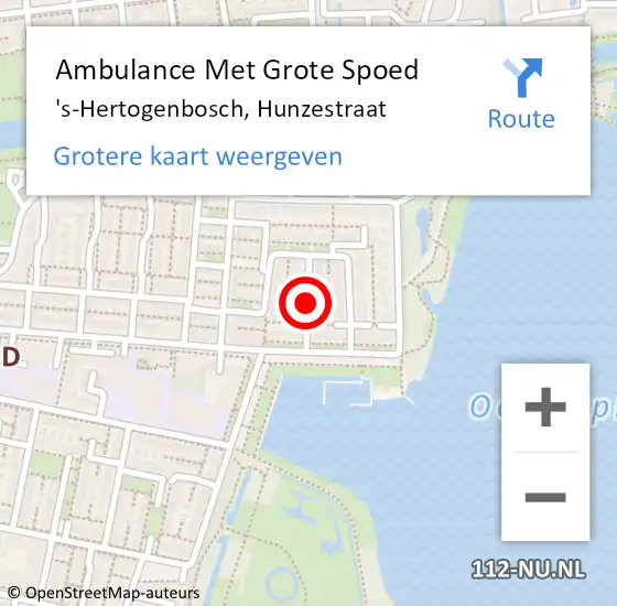 Locatie op kaart van de 112 melding: Ambulance Met Grote Spoed Naar 's-Hertogenbosch, Hunzestraat op 28 november 2015 16:55