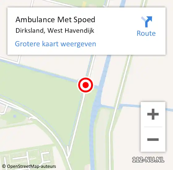 Locatie op kaart van de 112 melding: Ambulance Met Spoed Naar Dirksland, West Havendijk op 28 november 2015 20:01