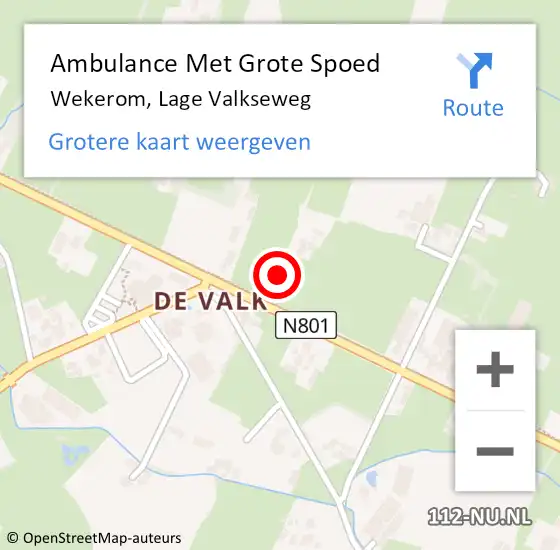 Locatie op kaart van de 112 melding: Ambulance Met Grote Spoed Naar Wekerom, Lage Valkseweg op 28 november 2015 20:02