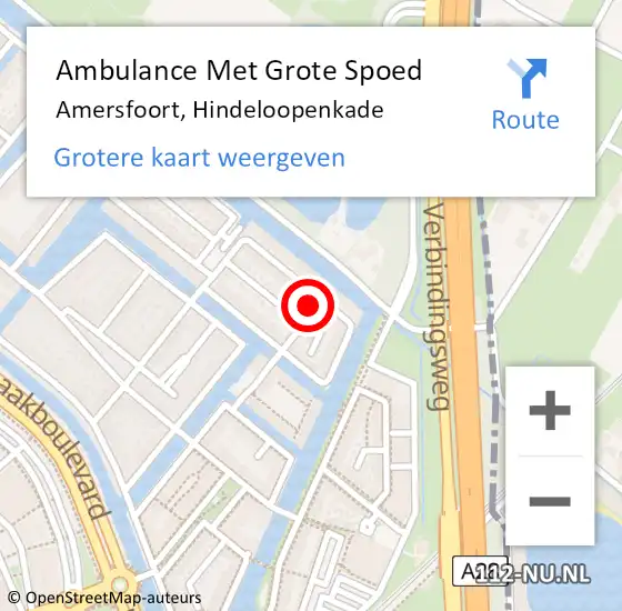 Locatie op kaart van de 112 melding: Ambulance Met Grote Spoed Naar Amersfoort, Hindeloopenkade op 28 november 2015 22:45