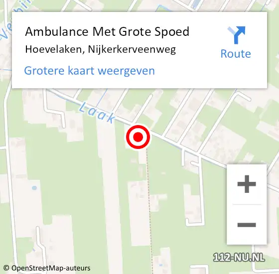 Locatie op kaart van de 112 melding: Ambulance Met Grote Spoed Naar Hoevelaken, Nijkerkerveenweg op 29 november 2015 09:18