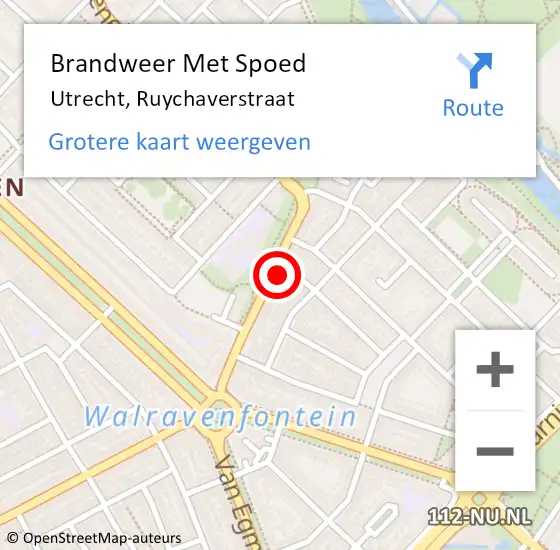 Locatie op kaart van de 112 melding: Brandweer Met Spoed Naar Utrecht, Ruychaverstraat op 30 november 2015 04:24