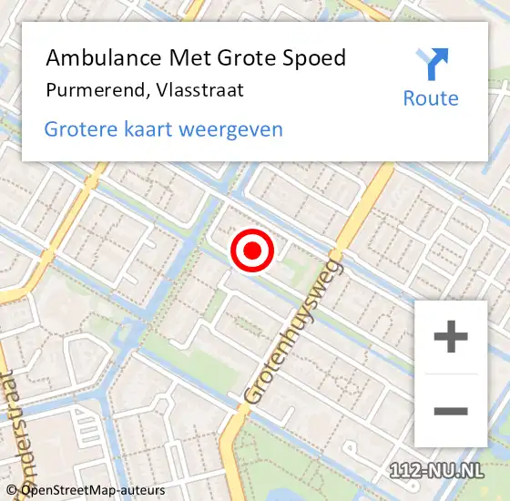 Locatie op kaart van de 112 melding: Ambulance Met Grote Spoed Naar Purmerend, Vlasstraat op 30 november 2015 16:46