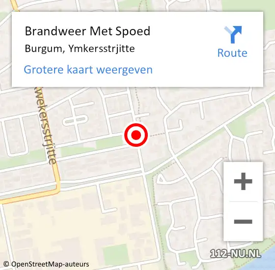 Locatie op kaart van de 112 melding: Brandweer Met Spoed Naar Burgum, Ymkersstrjitte op 30 november 2015 17:51