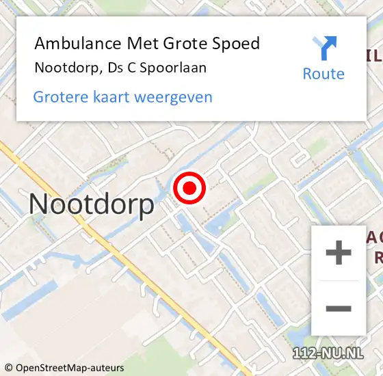 Locatie op kaart van de 112 melding: Ambulance Met Grote Spoed Naar Nootdorp, Ds C Spoorlaan op 1 december 2015 01:28