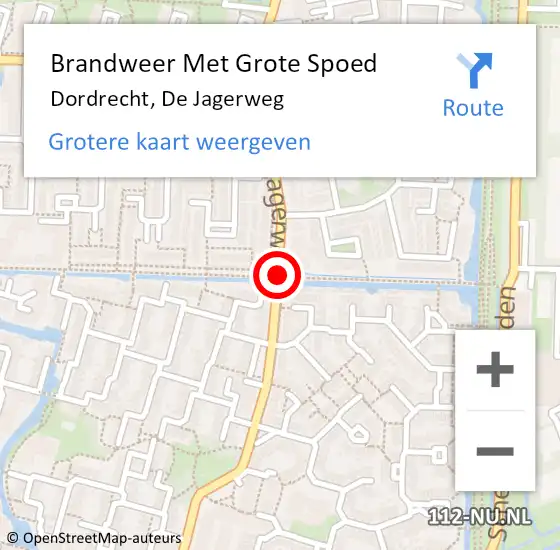 Locatie op kaart van de 112 melding: Brandweer Met Grote Spoed Naar Dordrecht, D. Jagerweg op 1 december 2015 22:05
