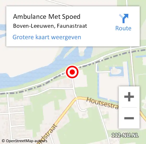 Locatie op kaart van de 112 melding: Ambulance Met Spoed Naar Boven-Leeuwen, Faunastraat op 2 december 2015 04:06