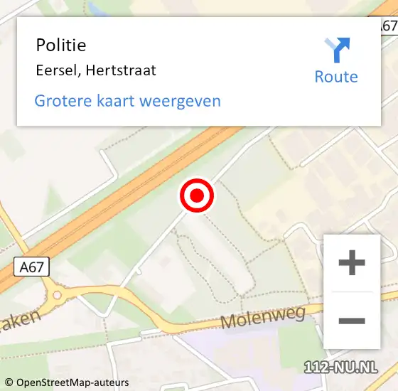 Locatie op kaart van de 112 melding: Politie Eersel, Hertstraat op 2 december 2015 07:48