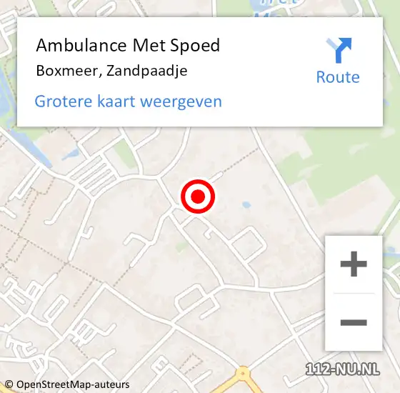 Locatie op kaart van de 112 melding: Ambulance Met Spoed Naar Boxmeer, Zandpaadje op 2 december 2015 10:06