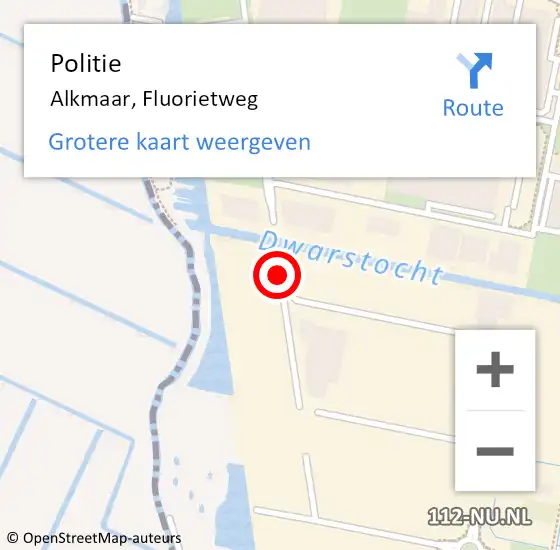 Locatie op kaart van de 112 melding: Politie Alkmaar, Fluorietweg op 2 december 2015 20:44
