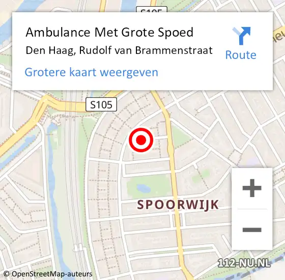 Locatie op kaart van de 112 melding: Ambulance Met Grote Spoed Naar Den Haag, Rudolf van Brammenstraat op 3 december 2015 18:33