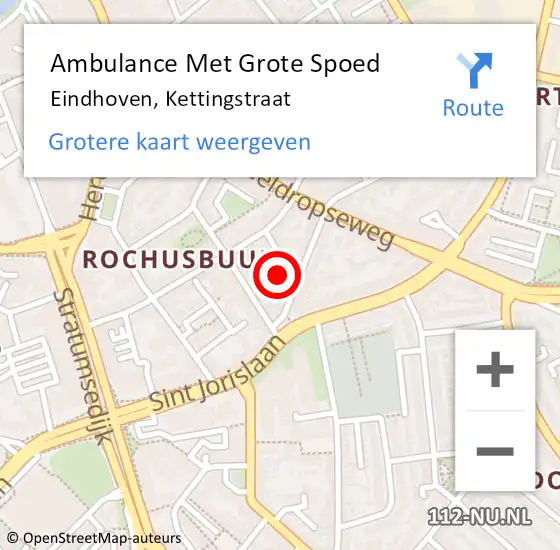 Locatie op kaart van de 112 melding: Ambulance Met Grote Spoed Naar Eindhoven, Kettingstraat op 4 december 2015 15:38