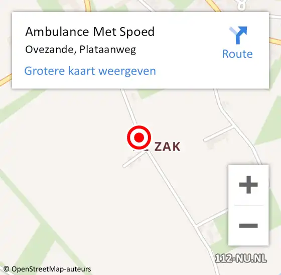 Locatie op kaart van de 112 melding: Ambulance Met Spoed Naar Ovezande, Plataanweg op 4 december 2015 20:16