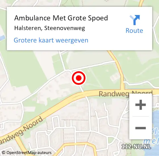 Locatie op kaart van de 112 melding: Ambulance Met Grote Spoed Naar Halsteren, Steenovenweg op 4 december 2015 21:16