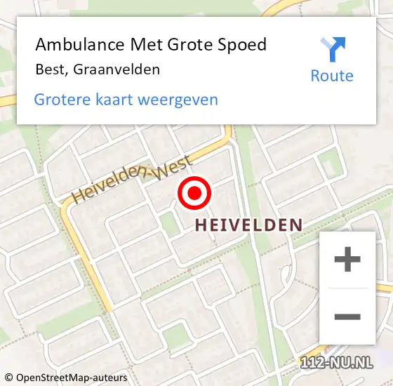 Locatie op kaart van de 112 melding: Ambulance Met Grote Spoed Naar Best, Graanvelden op 5 december 2015 06:34