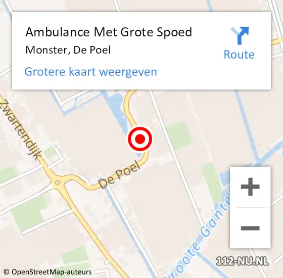 Locatie op kaart van de 112 melding: Ambulance Met Grote Spoed Naar Monster, De Poel op 5 december 2015 06:39