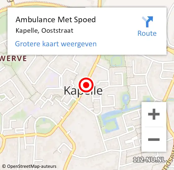 Locatie op kaart van de 112 melding: Ambulance Met Spoed Naar Kapelle, Ooststraat op 5 december 2015 13:46