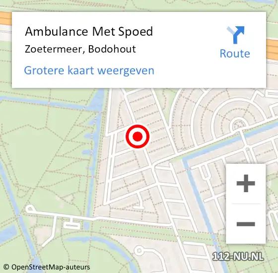 Locatie op kaart van de 112 melding: Ambulance Met Spoed Naar Zoetermeer, Bodohout op 5 december 2015 19:44