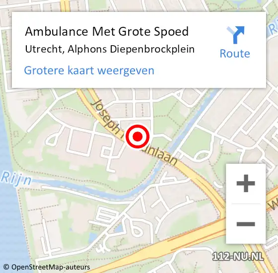 Locatie op kaart van de 112 melding: Ambulance Met Grote Spoed Naar Utrecht, Alphons Diepenbrockplein op 5 december 2015 22:18