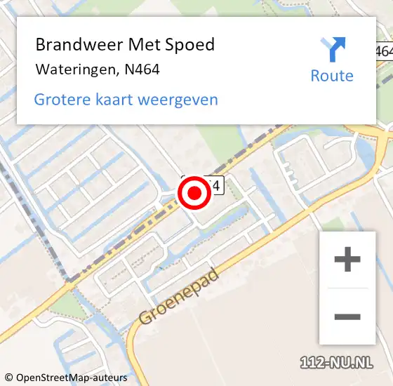 Locatie op kaart van de 112 melding: Brandweer Met Spoed Naar Wateringen, N464 op 6 december 2015 13:03