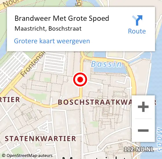 Locatie op kaart van de 112 melding: Brandweer Met Grote Spoed Naar Maastricht, Boschstraat op 6 december 2015 13:13