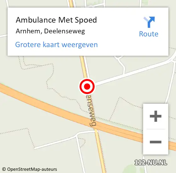 Locatie op kaart van de 112 melding: Ambulance Met Spoed Naar Arnhem, Deelenseweg op 6 december 2015 14:00