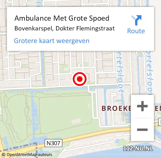 Locatie op kaart van de 112 melding: Ambulance Met Grote Spoed Naar Bovenkarspel, Dokter Flemingstraat op 6 december 2015 16:06