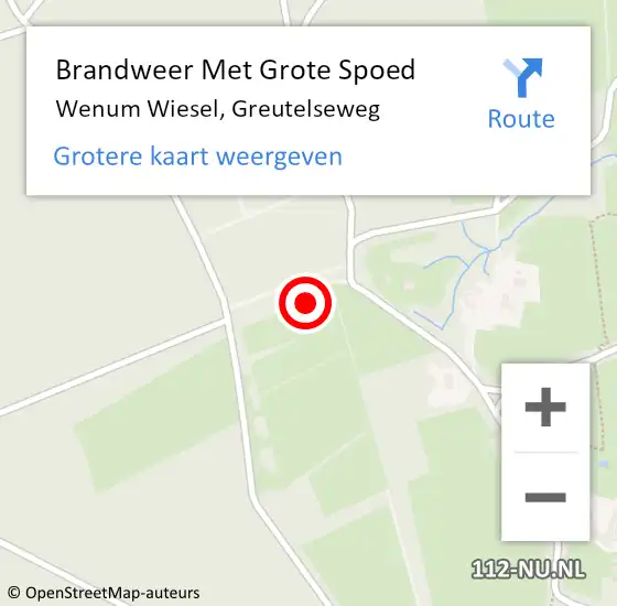 Locatie op kaart van de 112 melding: Brandweer Met Grote Spoed Naar Wenum Wiesel, Greutelseweg op 6 december 2015 16:56