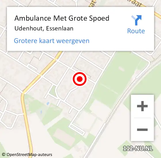 Locatie op kaart van de 112 melding: Ambulance Met Grote Spoed Naar Udenhout, Essenlaan op 6 december 2015 20:52