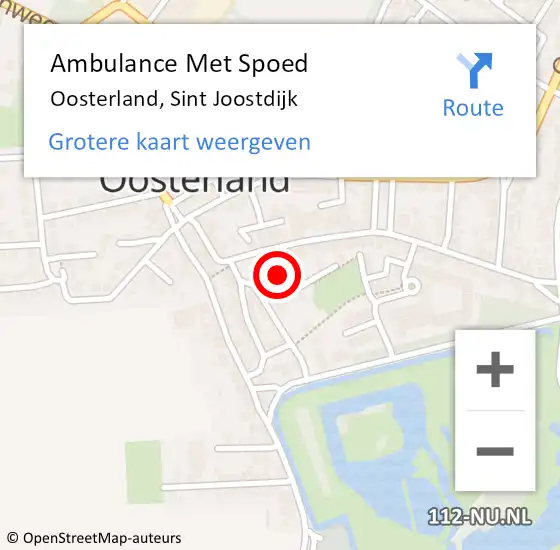 Locatie op kaart van de 112 melding: Ambulance Met Spoed Naar Oosterland, Sint Joostdijk op 7 december 2015 22:40