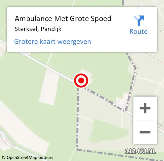 Locatie op kaart van de 112 melding: Ambulance Met Grote Spoed Naar Sterksel, Pandijk op 7 december 2015 22:41