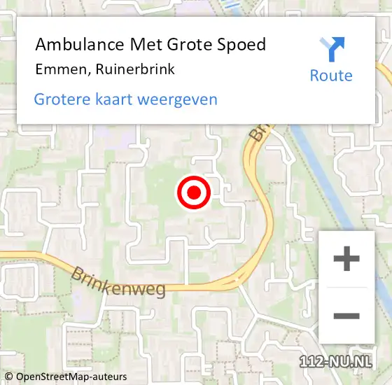 Locatie op kaart van de 112 melding: Ambulance Met Grote Spoed Naar Emmen, Ruinerbrink op 9 december 2015 18:52