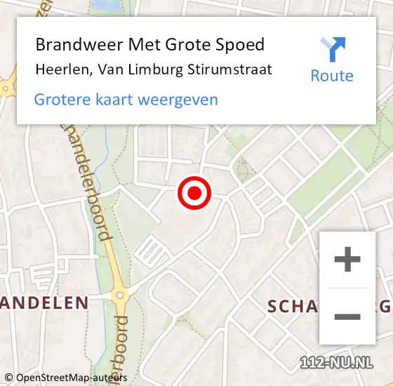 Locatie op kaart van de 112 melding: Brandweer Met Grote Spoed Naar Heerlen, Van Limburg Stirumstraat op 9 december 2015 22:09