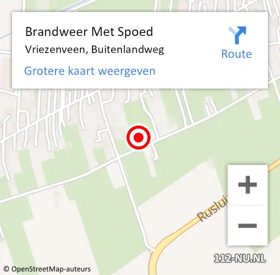Locatie op kaart van de 112 melding: Brandweer Met Spoed Naar Vriezenveen, Buitenlandweg op 10 december 2015 14:32