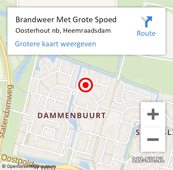 Locatie op kaart van de 112 melding: Brandweer Met Grote Spoed Naar Oosterhout nb, Heemraadsdam op 10 december 2015 20:02