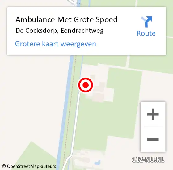 Locatie op kaart van de 112 melding: Ambulance Met Grote Spoed Naar De Cocksdorp, Eendrachtweg op 11 december 2015 03:42
