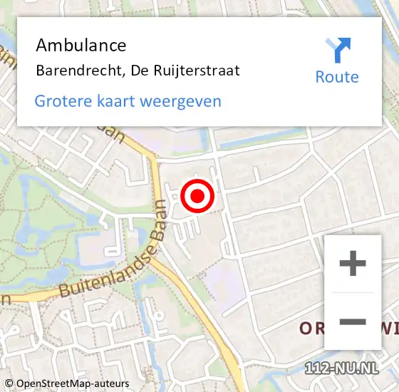 Locatie op kaart van de 112 melding: Ambulance Barendrecht, Riviermolen op 11 december 2015 11:40