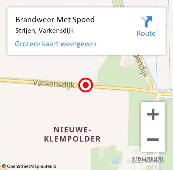 Locatie op kaart van de 112 melding: Brandweer Met Spoed Naar Strijen, Varkensdijk op 29 november 2013 16:33