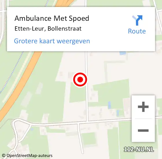 Locatie op kaart van de 112 melding: Ambulance Met Spoed Naar Etten-Leur, Bollenstraat op 11 december 2015 20:27