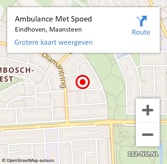 Locatie op kaart van de 112 melding: Ambulance Met Spoed Naar Eindhoven, Maansteen op 11 december 2015 21:08