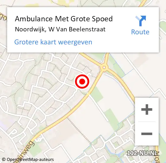 Locatie op kaart van de 112 melding: Ambulance Met Grote Spoed Naar Noordwijk, W Van Beelenstraat op 12 december 2015 00:10