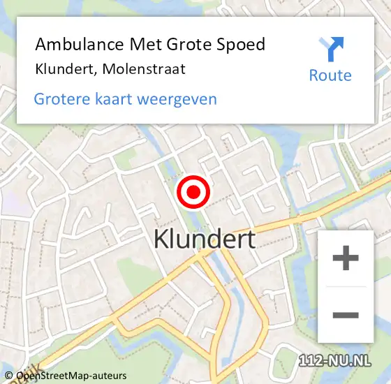 Locatie op kaart van de 112 melding: Ambulance Met Grote Spoed Naar Klundert, Molenstraat op 12 december 2015 15:32