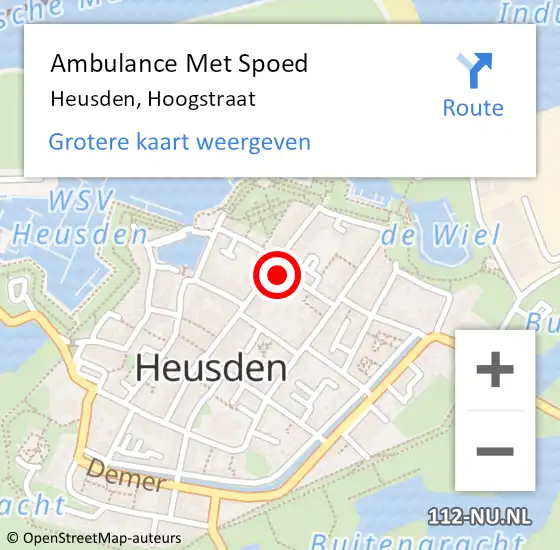 Locatie op kaart van de 112 melding: Ambulance Met Spoed Naar Heusden, Hoogstraat op 12 december 2015 21:47