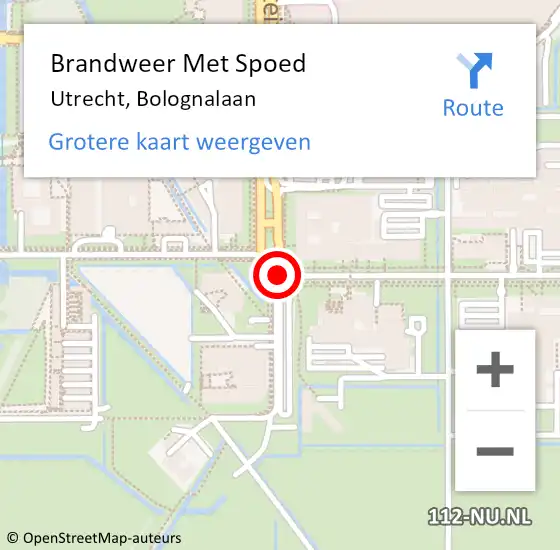 Locatie op kaart van de 112 melding: Brandweer Met Spoed Naar Utrecht, Bolognalaan op 12 december 2015 22:54