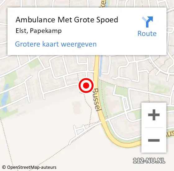 Locatie op kaart van de 112 melding: Ambulance Met Grote Spoed Naar Elst, Papekamp op 13 december 2015 11:00